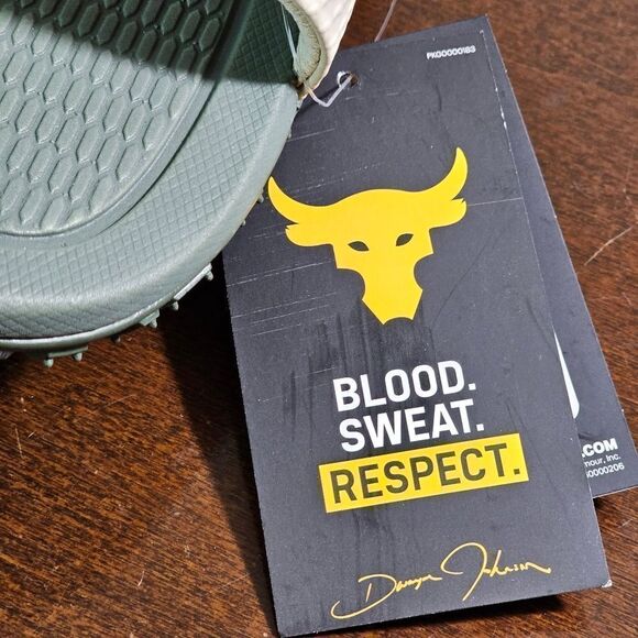 Under Armour UA Project Rock Slides 2.0 Military Green Grey Michelin Gripper 9.5 - Picture 13 of 16